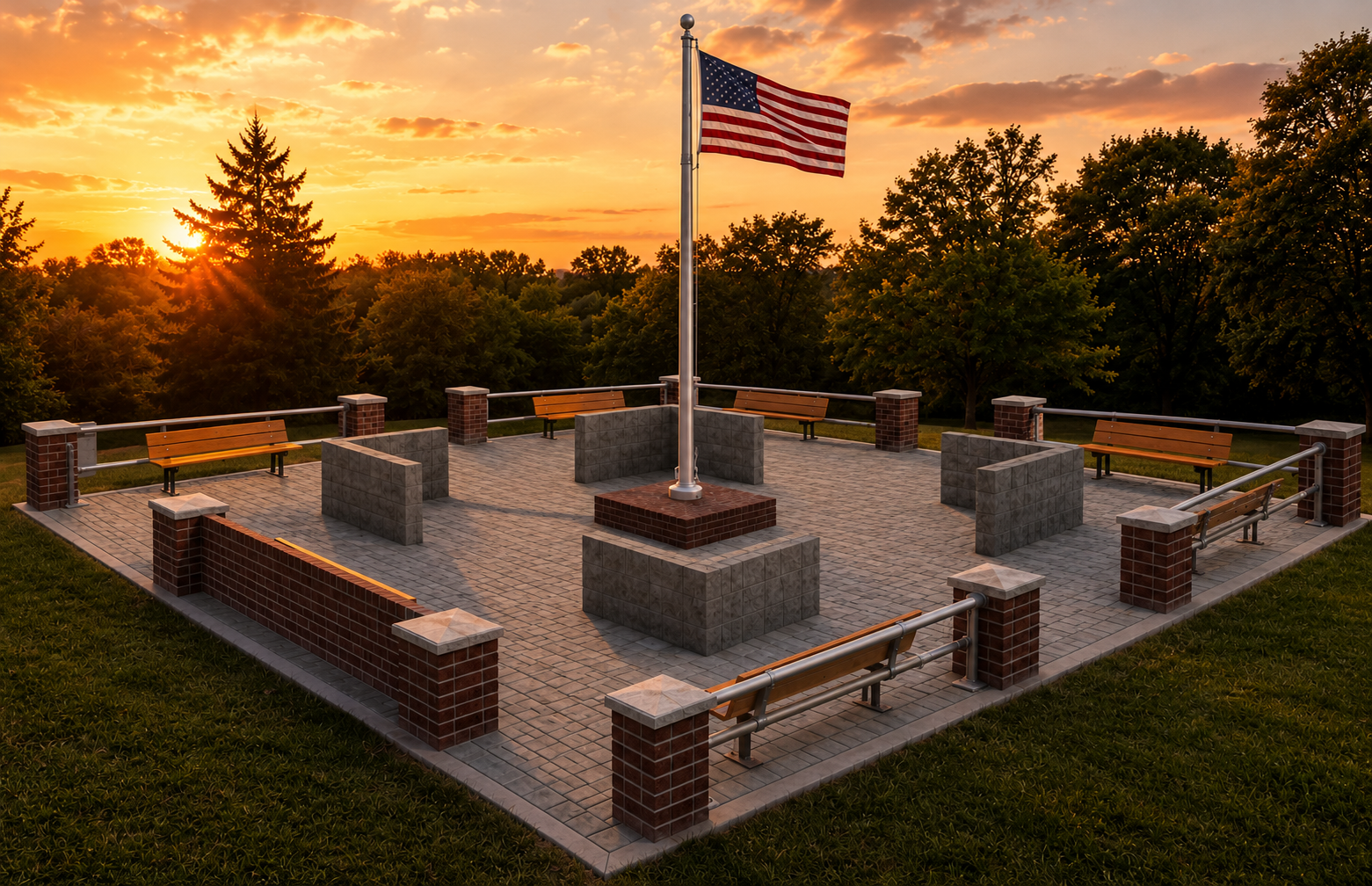 Architectural rendering of the proposed stone veterans memorial at Chatter Island.